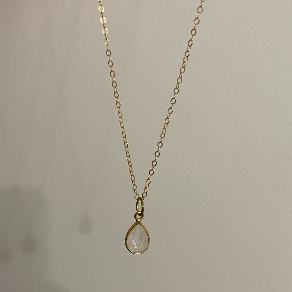NEW Gold Necklace with White Stone